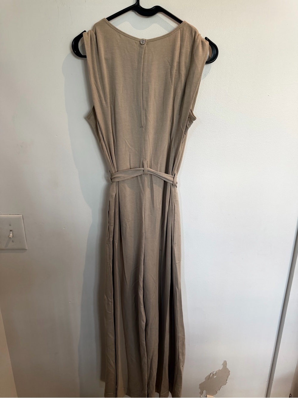 Sleeveless Taupe Tie-Waist Wide Leg Jumpsuit - Picture 3 of 3